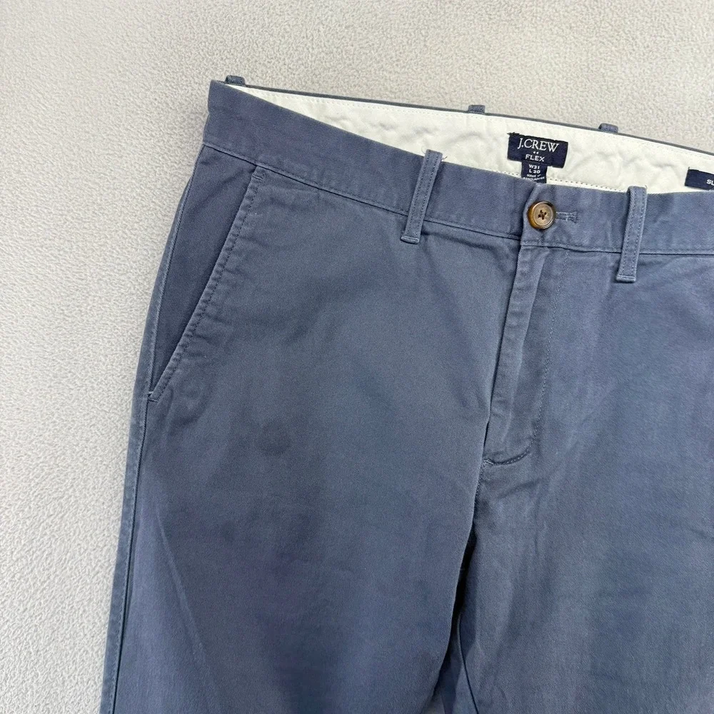 J.Crew Pants Mens 31x30 Blue Chino Flex Slim Fit Casual Cotton Blend H3167 Golf